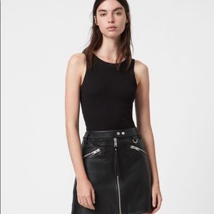 ALL SAINTS BLACK LEATHER SKIRT